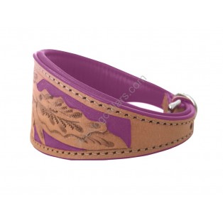  Ace Traditional Leather Hand-crafted Dog Collar: Purple Lining 